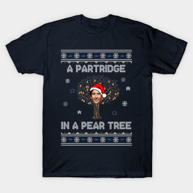 Alan Partridge In A Pear Tree Christmas T-Shirt by StebopDesigns